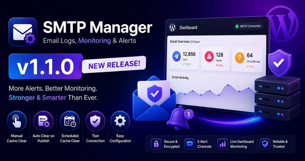 SMTP Manager v1.1.0: WordPress SMTP Plugin Update