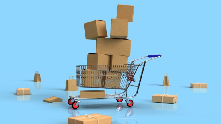Toy shopping cart, representing managing a WooCommerce store with Claude