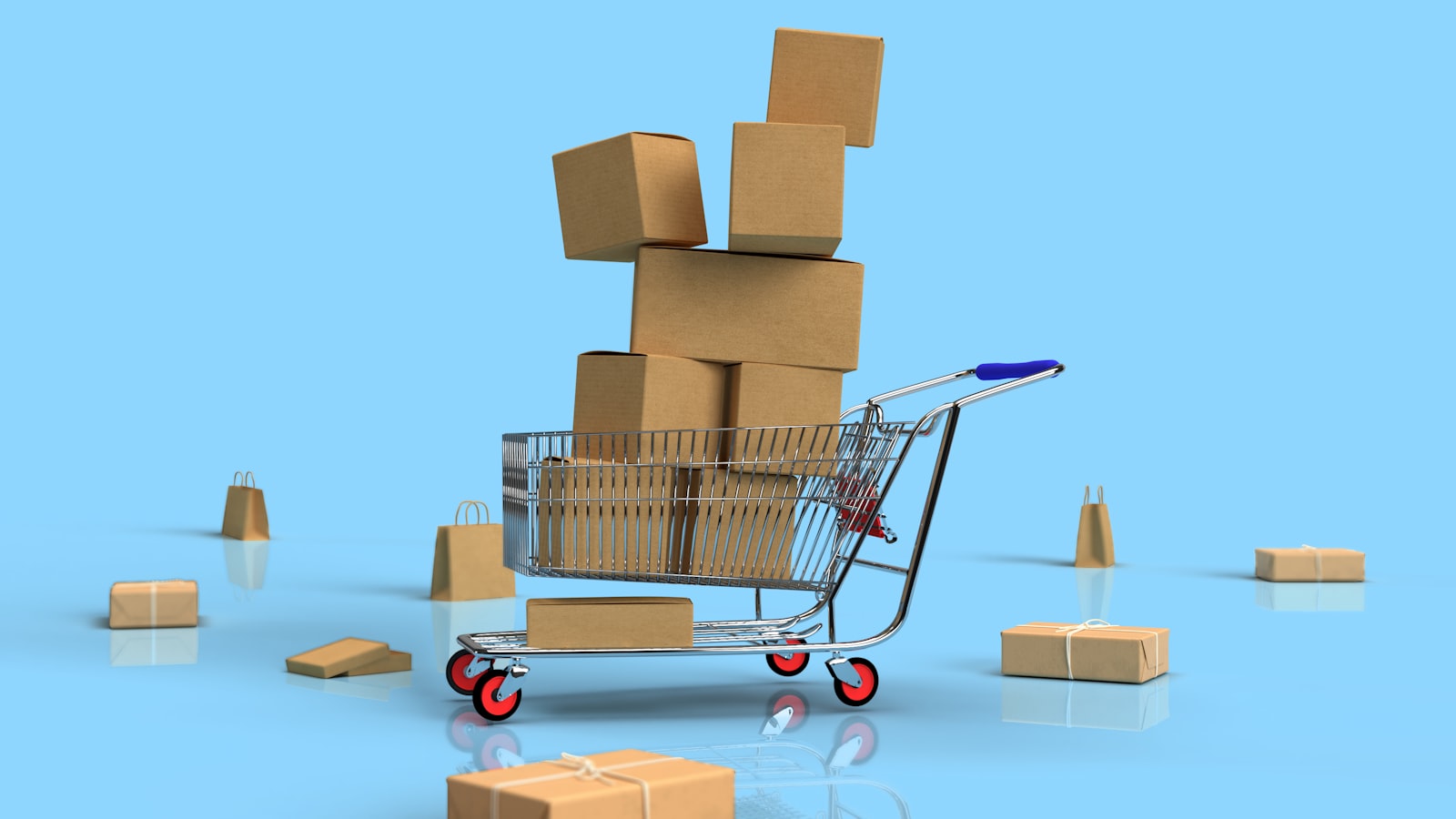 Toy shopping cart, representing managing a WooCommerce store with Claude