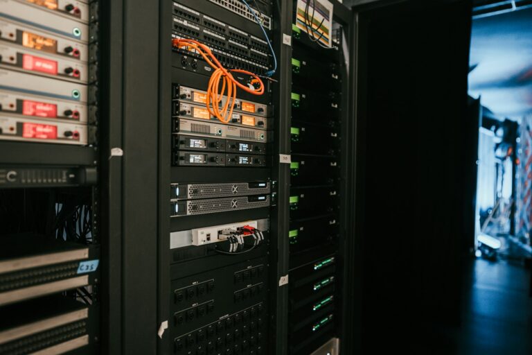 Rack of servers in a server room, representing building a WordPress MCP server